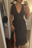 Very light fabric, lighter than I thought. It fit beautifully but unfortunately was a bit loose on the bust area. I ended up going for another dress with a lighter color since the wedding was in the morning. Nonetheless, I considered keeping the beautiful dress to [tailor] it and use it for another occasion. - Maria M.