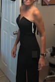I love the style, a little long so I had to wear higher heels. The only major issue was the zipper. Very difficult to zipper up & down. also, the fabric was sewn at least 2" up the zipper making it impossible to fully unzip. The slit is tasteful, I've purchased dresses where the slit was too high and in an awkward place. I was able to wear a strapless bra without it showing. Was hoping to go braless however the bust was too large for my 34 B. - Jennifer C.