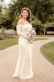 Absolutely happy with this dress I picked for my wedding, I added a rhinestone belt I purchased from Amazon. Just absolutely beautiful and it fit perfectly! Zero alterations needed. I'm 5'4 and normally wear a Large in all Lulus apparel. I weigh 176 lbs. - Maria M.