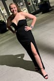 I absolutely love this dress! I ordered it as a backup for a black-tie wedding. I paid the extra shopping cost to get it sooner and it was right on time. I chose this dress over my first option as it was comfortable and extremely flattering. When I was on the dance floor, I was not worried about it slipping or falling down at all. It has hanging straps as well. - Maddie H.