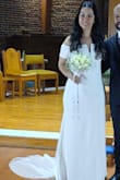 The dress is beautiful. The fabric is heavy and tends to fall if it's not tight at the top. Some of the stitching could be better, but overall the dress is of good quality for the price. - Ana G.
