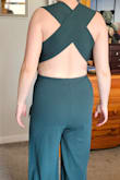 I really wanted to love this jumpsuit, but it did not flatter my body shape. I felt like the back "cross" sat higher towards my neck. 
However, the fabric was good quality. - Tracy B.