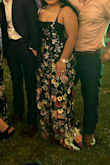 I really wanted the Mac Duggar dress, but those dresses expensive. This is a great dupe/look alike! I would say this dress is true to size but be warned, there isn't much stretch around the bust area. If you have a broad back, you may want to size up. I ordered both medium and large, and although the medium fit me better at the waist I could not get it fully zipped up. So I kept the size large. The embroidered flowers are beautiful and make the dress very unique. I received lots of compliments at the wedding I wore it to. - Valerie Z.