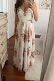 Bought this dress for my engagement photo. I fell in love after I tried it on. And knew it was the one after spending weeks trying to find the perfect engagement photo dress. The quality is amazing! The flow was beautiful. The photographer even commented on the dress. I wore sandals and the length is perfect on me considering I am almost 6 feet. It hovered slightly above floor. I stepped on it a few times accidentally. The bodice is a little too snug. But it made my girls look amazing. I could have gone with a medium for my girls, but medium was out of stock. I do NOT regret my purchase at all!! - Helen T.