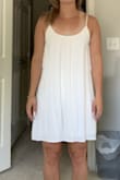I bought this for any potential wedding event coming up; it is casual but does not look or feel cheap. It is definitely a safety dress for me that will be a go to for any event if needed. Straps are not adjustable but I felt the dress sat in a spot I could not wear a bra and also not feel exposed- happy purchase would buy in other colors! - Haylie D.