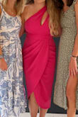 I love everything about this dress! The color, the fit, the asymmetrical hemline, the super flattering ruching-- everything! I highly recommend this dress. You will feel confident and look great! - Claire D.