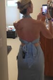 My husband said I was a beauty in blue. I am pear shaped and typically between a small and medium in Lulus dresses and the medium is great. It's a bit tighter in the thigh area and looser in the lower back, but not enough for anyone but me to notice. I can still walk and sit comfortably. I am 5'9, 140 Lbs, 34D, and 27 waist. I usually wear a size 4 in pants. I can't wait to wear this dress to a cocktail attire- rehearsal dinner next month! Very elegant, but sexy!! - Page D.