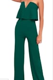 Luxury jumpsuit without the high sticker price! Gorgeous! Form fitting. Flattering style. Classic look. Comfortable stretch knit fabric. No bra needed as it fits/holds perfectly with the hidden V-bar, and no-slip strips. Got this in the Emerald Green! LOVE it! Would buy it in every color! Color is lighter online (right photo) but the deep emerald is perfect for my complexion! - Nicole F.
