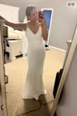 Obsessed with the BACK! This dress is perfect for a bride that doesn't want her dress to outshine her. It fit a little loose on me in the bust, 34D. - Molly R.