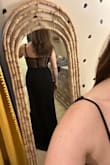 I love this dress to wear as a guest at a formal attire wedding. The sheer cutouts are sexy but the overall look is still modest and appropriate. I ordered both M and L, and kept the L. It fits my chest best and is a little loose in the body. Can't wait to wear this! - Kristin P.