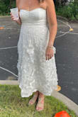 We had separate ceremony and reception days; ceremony was formal and the reception was at the backyard -white tent, linen-covered tables, etc. This fit the vibe perfectly. (pic while my hair was still drying) The fabric is luxurious and sturdy, and the corset back lets this adjust perfectly. I believe I adjusted mine all the way down almost as tight as it could go just to help with fitting rib size. Got a lot of compliments! - Victoria M.