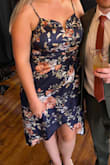 I really like this dress! It fit very well and the print is quite nice. The only think I didn't love was that the built in slip was very short on me and sometimes rode up and I need to adjust it fairly often. The middle slit was higher than I thought so I would add a safety pin to keep the material closed for comfort. - Megan H.