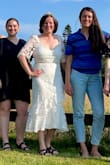 I bought this dress during my search for a dress for my wedding reception. I bought it on final sale for cheap, so the stakes were low. being squarely a large according to the size chart, this dress is quite tight for me around my ribs and bust. It looks good fitted like that, but I couldn't move well in it. The hips and knee area is also tight, so this dress would be terrible for dancing. I ended up wearing it for my bachelorette party since it's not right for my wedding. My friends gave me many compliments. I felt sexy in it, but it's not the one for my wedding reception. - Allison B.