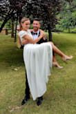 I wanted a low key more casual wedding party and picked a dress that was still giving out the bride vibe but wasn't all the volume and lace. I fell in love with the dress as soon as I saw it on the website and it turned out to be the one! I ordered a few more options and all of them were amazing. The cost of the dresses is also very reasonable and I am generally super happy with Lulus and will definitely buy from them again! - Jana N.