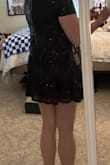 This is very cute. Fits great BUT it's super short. I am 5'9 and it barely covers my butt (few inches of fabric I'd guess). If I lift my arms at all, my undies are out lol. I could wear shorts but that's not the look I wanted. Cannot return since it was final sale. If you are short, this would be great - Shannon M.