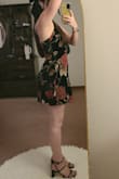 I got this dress for a romantic date night out with my man. I would say this dress fits perfectly standing up (with a little breathing room). It is a little tight sitting down, however. And the zipper stresses me out a bit, will not glide perfectly. I just go slow and hope for the best. So zipper being a little worrisome and tightness when sitting down does concern me some.. hope I don't break it on our actual date night. For these reasons, I gave it 4 stars. It has stretchy straps and a curved hem which I don't recall in the description. It is snug pulling it over my hips so I just handle it delicately. Good length. I am small chested so the shape of the bust looks better if I wear a strapless bra underneath. Overall I like this dress, it's very cute and was a great price. Good length too! - Olivia M.