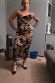 I ordered a little bigger because this is a fabric that looks better loose and flowy. It's a little long for me, so I'm going to get it altered to add a slit up the thigh. Perfect a fall event. - Lacey E.