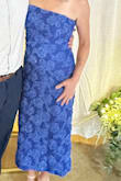 So many compliments! BUT I wish I had breast tape to keep it up. It was a bit loose on the top and I have a nice rack to hold it up and it still felt loose. I love the details, the flowers had almost a shimmer in the stitching. Great length. Very classy. The blue was lighter than I thought but still nice. - Jillian P.
