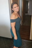 I absolutely loved how stunning this dress made me look and I felt great in it! The material is stretchy and easy to wash (hand wash)! We were able to fold this dress to pack in a carry on and once the dress was on, there were no visible creases! Super easy dress to travel with and the flexible boning on the sides above the waist help give that hourglass look (even if you eat too much at the wedding). - Karla D.