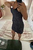 The tweed feels nice, and it isn't too thick. Would be super cute with a white turtleneck for the winter. Top is a little loose which is my only complaint. - Amanda A.