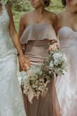 I bought this to wear as a bridesmaids dress (all wearing mismatched dresses). When I read the measurements of the model and that she was wearing a small, I decided to order the medium (the model has a 24 inch waist and the description said it was very fitted in the waist). Unfortunately, the dress is HUGE on me ... it would barely stay up on its own. I honestly think I could have went with the XS. Sadly, they are sold out of the smaller sizes so I am returning the medium but will keep an eye out for a restock! - Morgan M.
