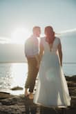 I bought this dress for my engagement photoshoot in Newport, Rhode Island and it was a big hit! I received SO many compliments on it and everyone told me it gave Greek goddess vibes! The medium was sold out when I ordered, so I went with a large. It was a bit loose in the chest area, so I fixed it with a little fashion tape. I love this dress and can't wait to wear it again! - Ashley H.