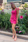 I wore this for my birthday and it is such a cute dress that is also comfortable. It fits well but does wrinkle easily. I usually am a medium (size 6 if I want things tight, 8 if I want it a little looser) - it did gap a little under the arms - Katie T.
