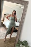 I loved everything about this dress. The fabric, the color, the design& everything but the fit. My normal size (large) was too tight around my hips which made the slit almost directly in front of my private area. Too inappropriate to wear in public. Then I ordered a size up hoping it would fit around my hips, and then it was too large everywhere. Very sad this didn' work out because the dress is stunning. - Rebecca A.