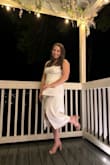This dress is gorgeous and so comfortable! The stretchy fabric in the back and adjustable straps really helped! Wore this on my bachelorette trip and couldn't ask for a more perfect dress! I got a Large and it fit like a glove. If in between sizes, I'd suggest sizing up! - Julianna H.