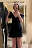 This dress is super cute and the fit from the waist down was perfect but there was so much extra fabric of the dress on top. I'm not sure if I'm not big enough but the shoulders of the dress would just fall off if I didn't touch them (there's probably 1-2 inches up top that would need to get altered off). 

If you have any body shape similar to mine, I would not get this. The medium fits my bottom half perfectly but is MASSIVE on top. Unfortunately just one of those dresses that doesn't work. Maybe if you have a super long torso and much bigger boobs than I have it could work. - Caroline W.