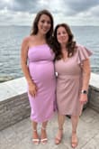 I wore this dress 7 months pregnant for my cousins wedding last July! Usually I wear a size small, but with the pregnancy, I went up a size for the dress. This was perfect, comfortable, and very flattering! :) - Julia F.