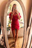 This dress fit perfectly! The color is vibrant and beautiful. I wore it to a wedding and it was very comfortable. I received many compliments! I will definitely wear again. - Kellie C.