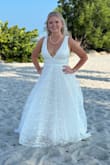 I purchased this dress for my elopement and it turned out beautiful! I had to get the dress taken up because I'm short, but it fit perfectly. So thrilled with how well this dress turned out :) - Mary P.