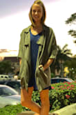 I wear this jacket all the time and with everything! It's very comfortable and I always get compliments on it. I'm definitely buying the grey one too when it comes back in stock, but I will probably buy it in a smaller size so I have one that's a little more fitted. - Nancy E.