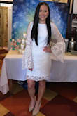 I wore this dress to my bridal shower and received countless compliments! I probably could have ordered an XS so it would have been more formfitting, but I was afraid it would be too small (I go between XS and S in clothes). However, I would say it runs true to size. The material is thick and the lace is soft. The lace is definitely eye-catching and so are the sleeves. I did not realize how large the flare of the sleeve was, but I managed to work with them okay. Overall, this dress is high quality and beautiful - I would recommend! - Kaitlyn P.
