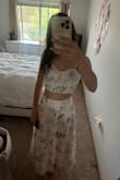 Seriously the cutest thing ever! I ordered this for my senior photos and I'm so excited! I originally ordered a small but was way too big on me around the waist/armpit area. I exchanged the small for an XS and the XS fit perfectly! So, I suggest if your body is similar to mine - get an XS! - Delaney P.