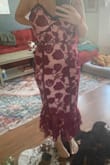 I am 5'9, 157lbs and a 34C/32D and the breast part of this dress is still big. It's very baggy around the armpits, but it does look better if you use sticky tape to tape the sides down. I wanted the blue color of this dress, but they were sold out in my size so I got the red. I don't know if that's why it looks more like lingerie than the blue color would, but it's just a little too risky for me. The zipper zips up and the dress around the waist where the stitching is is also very small and tight compared to the bust which is overly big. May be a good cocktail hour dress if anything, but not a wedding guest dress - Cassidy M.