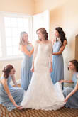 The dress fits perfectly as a small, all of my bridesmaids can wear the same size and all look gorgeous in it! It really flatters everyone! :)
See photos for how beautiful the dress is in person, on my wedding day! :D - Rachel D.