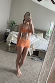 I got this suit to wear on my honeymoon and I am so excited for my soon to be husband to see it! Cute and fits true to size! If you're petite like me - you're in luck! True to size! - Kari D.