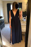 I bought this dress for my engagement photos coming up! I wanted something floor length and elegant that didn't cost me hundreds of dollars - this is perfect! Only problem is I'm very small chested so it's a little loose up top for me but if I'd gotten a small it wouldn't have fit my waist. Also, it's VERY long. I'm 5'8" and wearing 4 inch heels in these photos. - Sharlyn N.