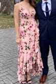 This dress! It was more beautiful and high quality than I expected! There isn't any stretch/give to the fabric, and the waist was pretty tight, but it was beautiful. I did have to keep checking that my bra wasn't showing, the fabric would slide easily on my bra, and maybe some fashion tape would've helped.

I'm 5'10 and always worried about dresses being too short, it was the perfect length, no alterations necessary.

Colors are true to what you see, it photographed very well. - Ashley H.