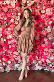 I love the look of this dress, but it's pretty short and I'm not a tall person. I will definitely wear this again, but wearing some kind of shapewear or shorts underneath is a must! Overall, super cute. - Celine D.