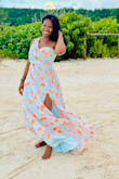 I wore this dress on the beach with my boyfriend. He took some great photos of me. I received a lot of compliments.
Weight: 158lb
Bra: 32H
I usually wear a medium, got it a large. Definitely size up - Sophia R.