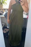 I had a few requirements when looking for my bridesmaid dress: comfortable, texture, olive green & flattering. I have looked at MANY of websites & came across this one. Initially ordered in a Small, but exchanged for a Medium, which was a super easy process! I would recommend to size up if you're in between! The dress fit all the requirements that I needed; all I need to get is alterations on the length as I'm a short gal! A good steam is also needed! But considering I don't need to wear a bra, means it's comfortable & very supportive! I haven't had the chance to wear it for a days-long event but am excited to see how it goes! - Zoa M.