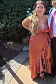 Beautiful dress! Great material and is very flowy. A little more revealing than I would have liked, but with the right bra, it worked out just fine! - Tiffany D.