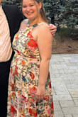 This dress is soo pretty! I got it for a wedding and I loved it! The only thing is, I really had to alter it. It was too long so I needed it hemmed. I'm also a little curvy so I had to take in the sides under my arms and shorten the straps so my girlies felt more secure. I didn't wear a bra, but you could easily wear a sticky bra. Other than that it was a great dress and I got a lot of compliments! - Lily S.