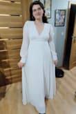 I bought this dress for my wedding. It arrived very quickly, the quality was better than I expected, and it fits perfectly! I'm a tall girl, so it's always hard to find a dress that covers my feet, but this one was just perfect.
I'm very excited about wearing this beautiful dress on my special day. - Delfina I.