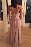 I thought this would be super cute for a bridesmaid dress (looking for something blush), but this was kind of meh. The way the front lays is not very flattering, although the back was really cute! It was too long as Lulus dresses usually are, so I decided to return since I wasn't in love with it. It felt a little more casual that I was hoping for being in a wedding. - Heidi P.