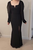 I ordered a size XS but it was too long so I took it to a tailor to have it altered. And the shoulder part was long so I sewed it shorter. But the dress is wrinkle-resistant and has great stretch. And the sleeves are see-through, which is lovely. Although it did need some alterations, I really love this dress!!! - Nano T.
