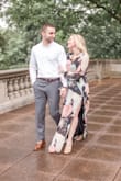I wore this dress for our engagement pictures in the spring. It was absolutely beautiful! I did have to pin the chest and slit together a bit to feel more comfortable. - Kristina G.